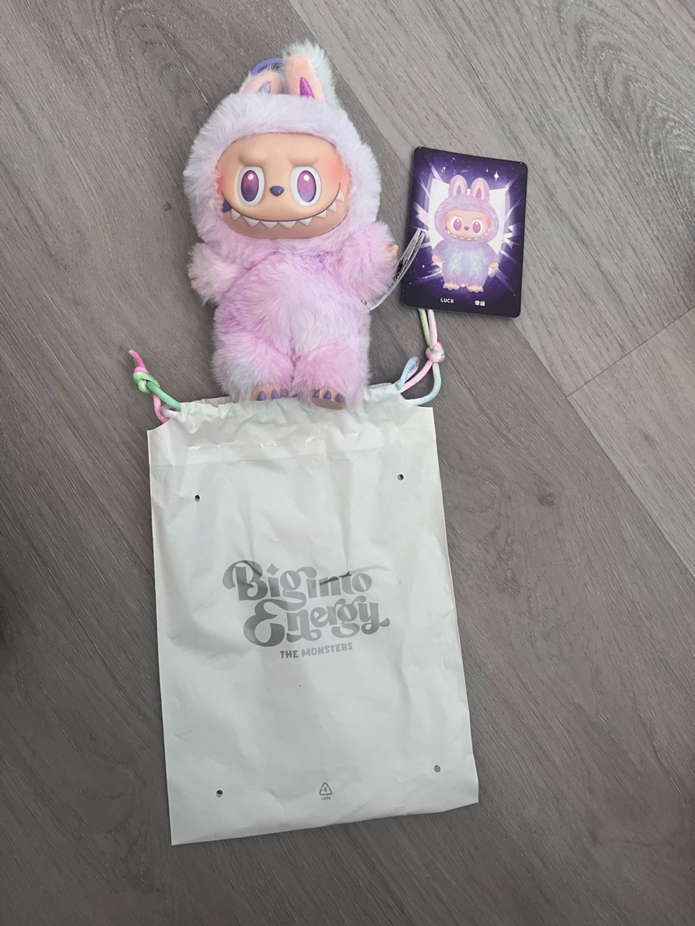 LABUBU The Monsters pink tie-dye plush pendant